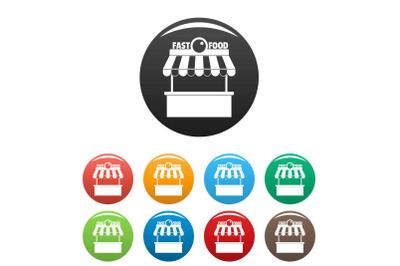 Fast food icons set color vector