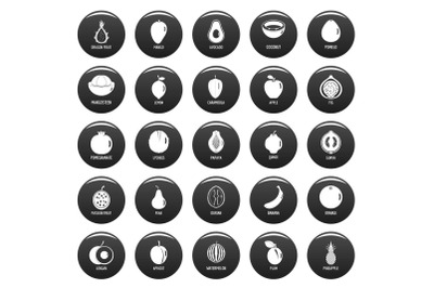 Fruits icons set vetor black