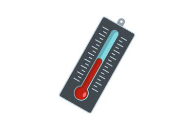 Big thermometer icon, flat style