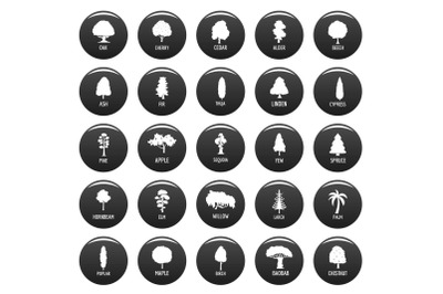 Tree icons set vetor black