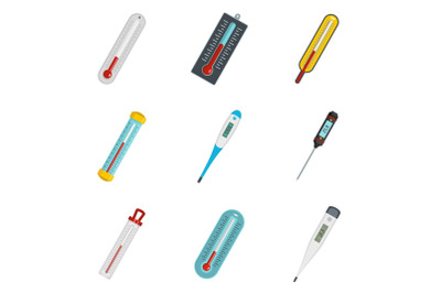 Thermometer temperature icons set vector isolated
