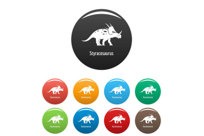 Styracosaurus icons set color vector