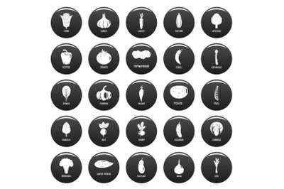 Vegetables icons set vetor black