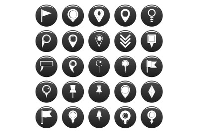 Map pointer icons set vetor black