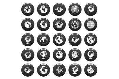 Globe Earth icons set vetor black