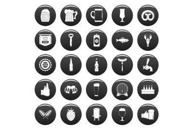 Beer icons set vetor black