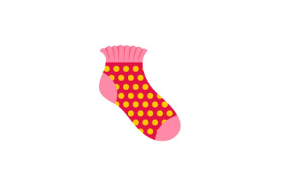 Girl sock icon, flat style