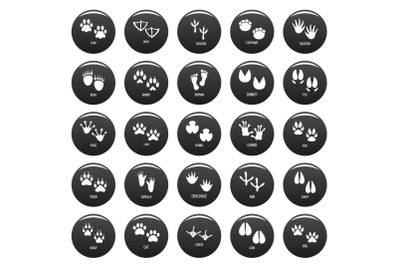 Animal footprint icons set vetor black