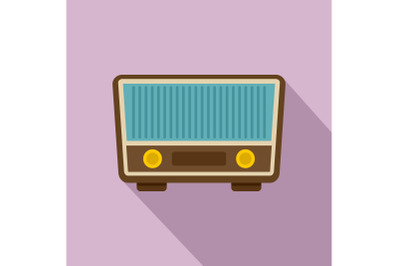 Retro vintage radio icon, flat style