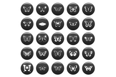 Butterfly icons set vetor black