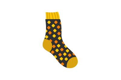 Cotton sock icon, flat style