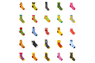 Socks textile icons set vector isolated