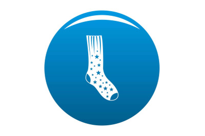 Sock with star icon vector blue