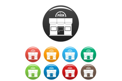 Pizza shop icons set color vector