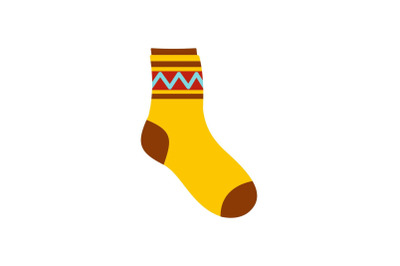 Fabric sock icon, flat style