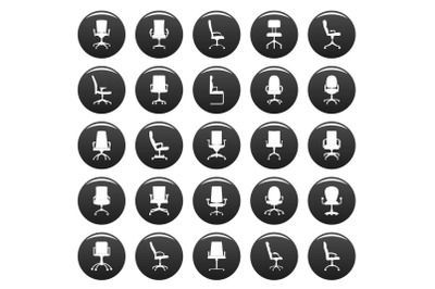Office chair icons set vetor black
