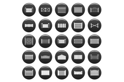 Fence icons set vetor black