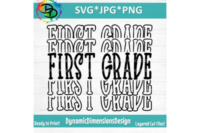 First Grade Echo, First Grade Stacked, Back to School, 1st Grade SVG,