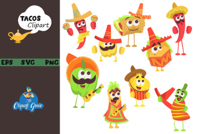 Funny Tacos clipart &amp; SVG