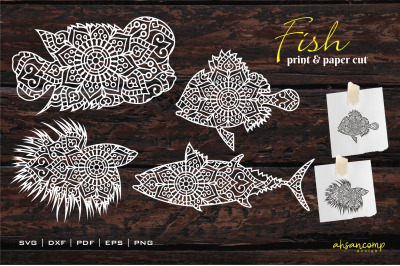 FISH Paper Cut, Vector illustration.