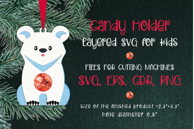 Polar Bear Christmas Ornament Candy Holder Template SVG