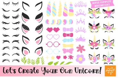 Build Your Own Unicorn Unicorn Kit SVG Unicorn Face Bundle