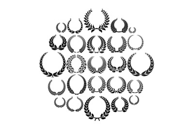 Laurel wreath icons set, simple style