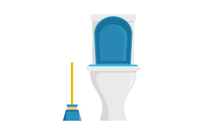 Cleaning toilet icon, flat style