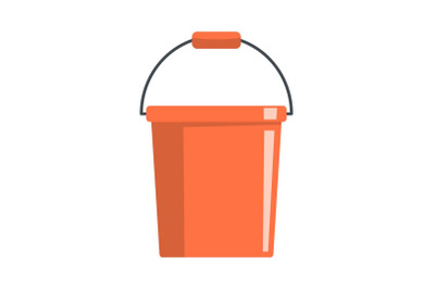 Plastic bucket icon, flat style
