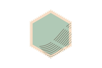 Formed postage stamp icon, flat style
