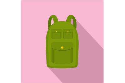 Hiking backpack icon, flat style