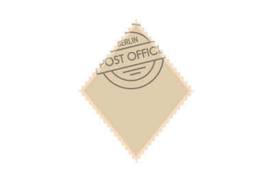 Rhombic postage stamp icon, flat style