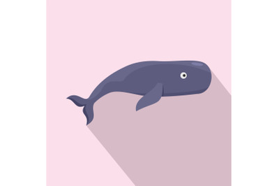 Right whale icon, flat style