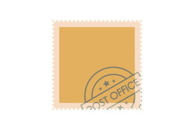 Postage stamp with seal icon, flat style