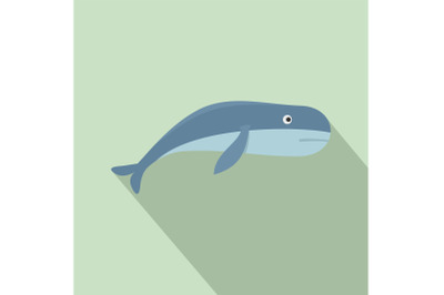 Blue whale icon, flat style