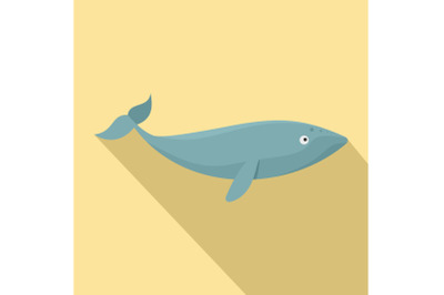 Finback whale icon, flat style