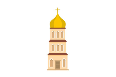 Church tower icon, flat style