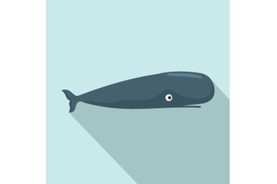 Whale icon, flat style