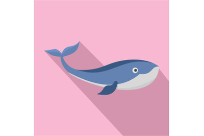 Sea whale icon, flat style