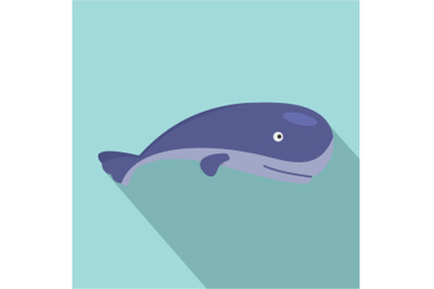Ocean whale icon, flat style