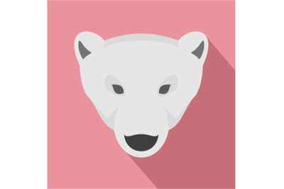 Head of polar bear icon, flat style