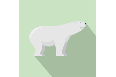 Watching of polar bear icon, flat style