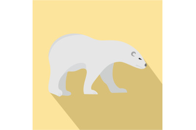 Walk of polar bear icon, flat style