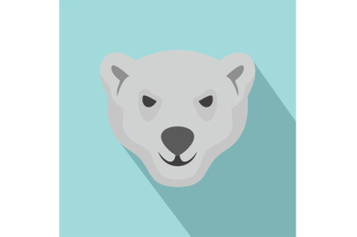 Hungry head of polar bear icon, flat style