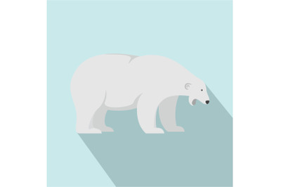 Sleepy polar bear icon, flat style