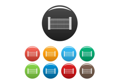 Brick and metal fence icons set color vector