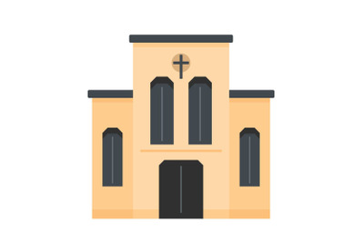 Church with cross icon, flat style