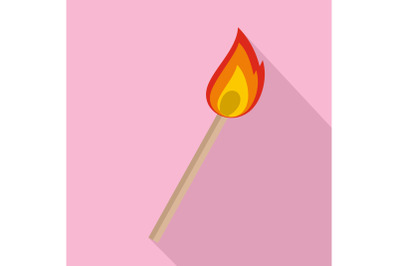 Burning matche icon, flat style