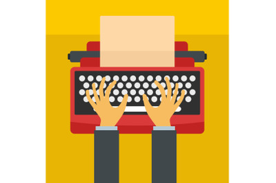 Man hands on typewriter icon, flat style