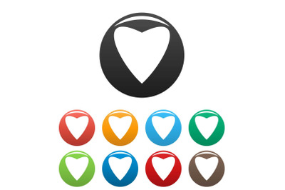 Proud heart icons set color vector